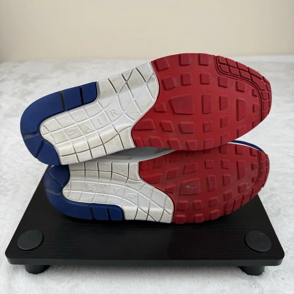 Nike Air Max 1 White Red Blue USA‎ (CJ9927-100) Men's 10.5 M Suede Mesh Leather